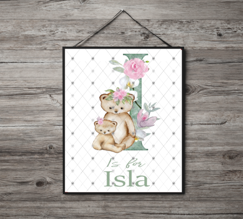 Animal Initial Name Print, Letter I Custom Print, Letter I